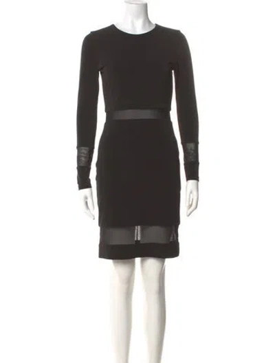 Pre-owned Alice And Olivia Crew Neck Mini Dress In Black