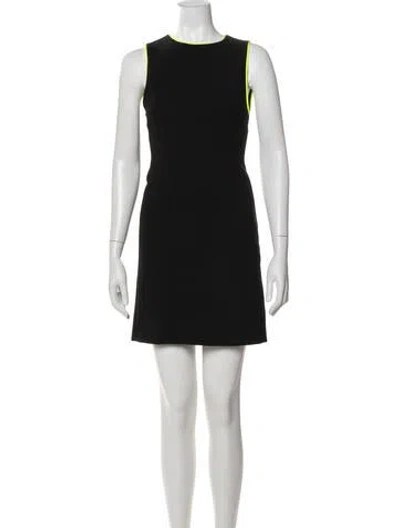 Pre-owned Alice And Olivia Crew Neck Mini Dress In Black