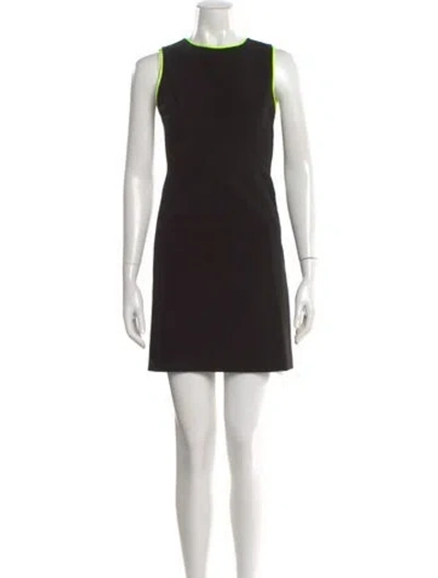 Pre-owned Alice And Olivia Crew Neck Mini Dress In Black