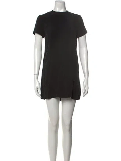 Pre-owned Alice And Olivia Crew Neck Mini Dress In Black