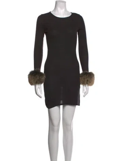 Pre-owned Alice And Olivia Crew Neck Mini Dress In Black