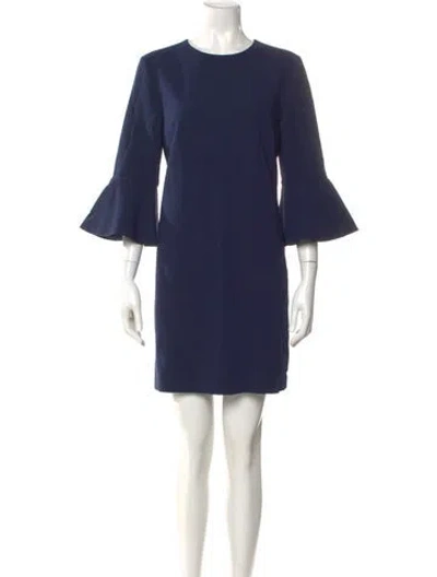 Pre-owned Alice And Olivia Crew Neck Mini Dress In Blue