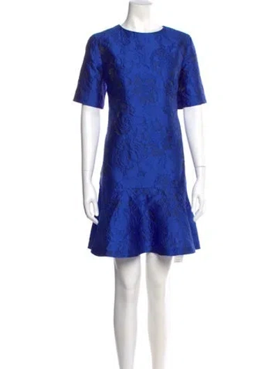 Pre-owned Alice And Olivia Crew Neck Mini Dress In Blue