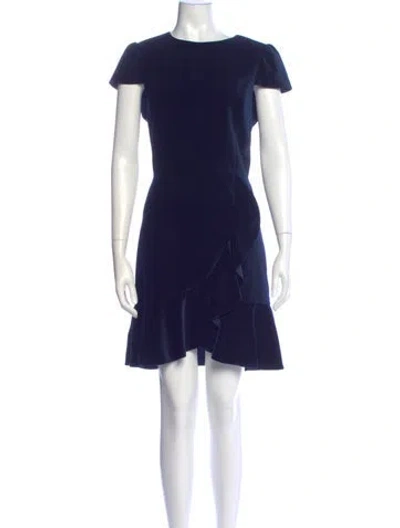 Pre-owned Alice And Olivia Crew Neck Mini Dress In Blue