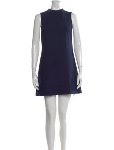 Pre-owned Alice And Olivia Crew Neck Mini Dress In Blue