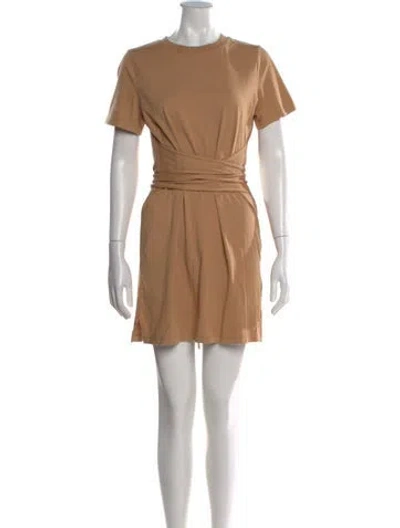 Pre-owned Alice And Olivia Crew Neck Mini Dress In Brown