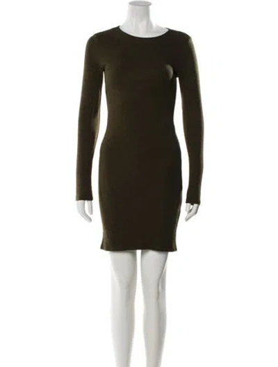 Pre-owned Alice And Olivia Crew Neck Mini Dress In Green