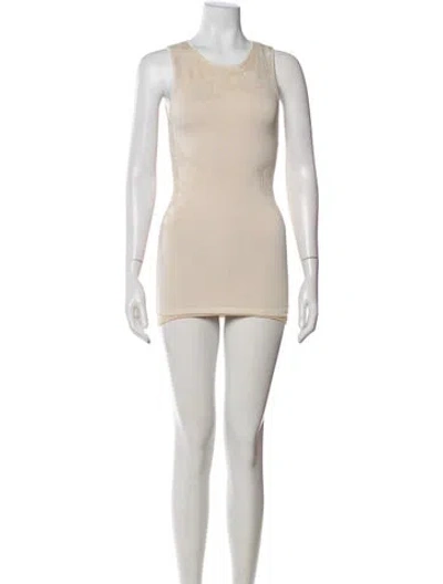 Pre-owned Alice And Olivia Crew Neck Mini Dress In Neutral