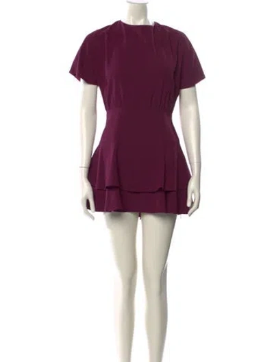 Pre-owned Alice And Olivia Crew Neck Mini Dress In Purple
