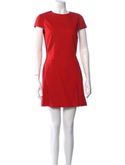 Pre-owned Alice And Olivia Crew Neck Mini Dress In Red