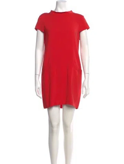 Pre-owned Alice And Olivia Crew Neck Mini Dress In Red