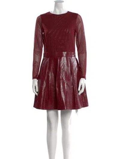 Pre-owned Alice And Olivia Crew Neck Mini Dress In Red