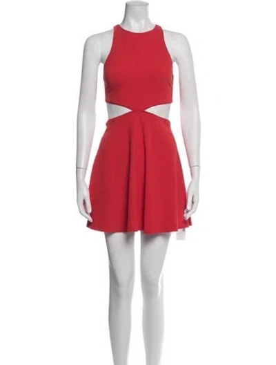 Pre-owned Alice And Olivia Crew Neck Mini Dress In Red