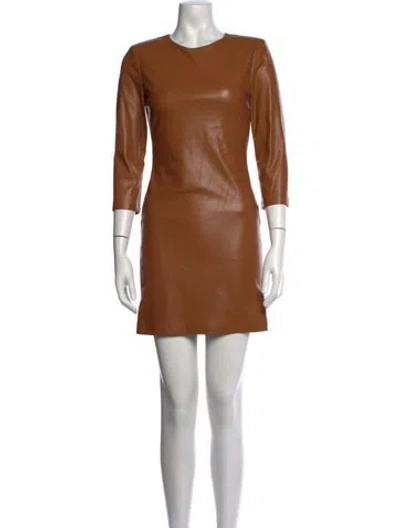Pre-owned Alice And Olivia Crew Neck Mini Dress W/ Tags In Brown