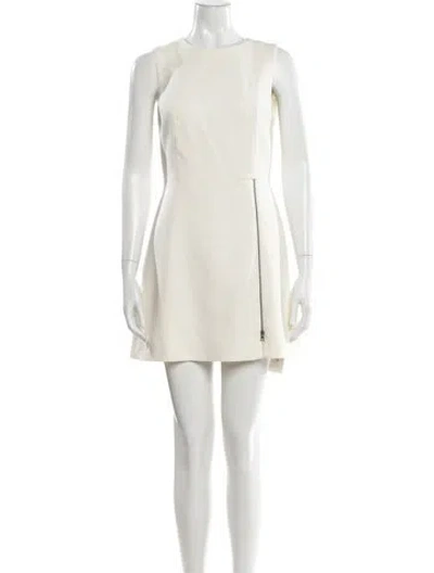 Pre-owned Alice And Olivia Crew Neck Mini Dress In White