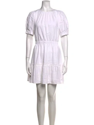 Pre-owned Alice And Olivia Crew Neck Mini Dress In White