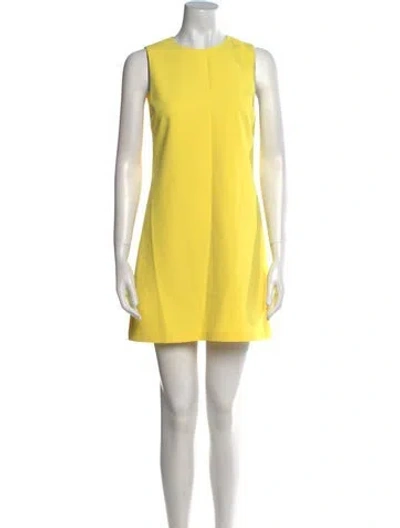 Pre-owned Alice And Olivia Crew Neck Mini Dress In Yellow