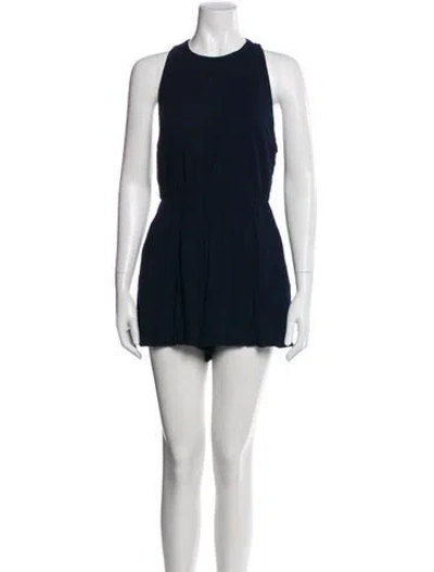 Pre-owned Alice And Olivia Crew Neck Romper In Black