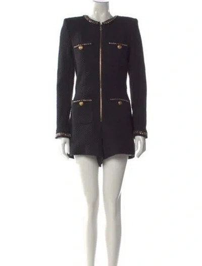 Pre-owned Alice And Olivia Crew Neck Romper W/ Tags In Black