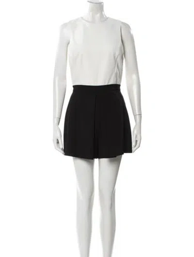 Pre-owned Alice And Olivia Crew Neck Romper In White
