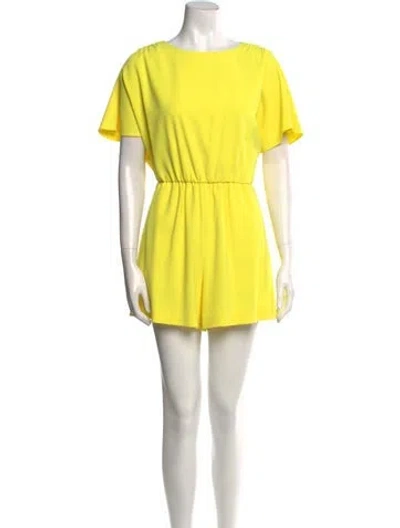 Pre-owned Alice And Olivia Crew Neck Romper In Yellow