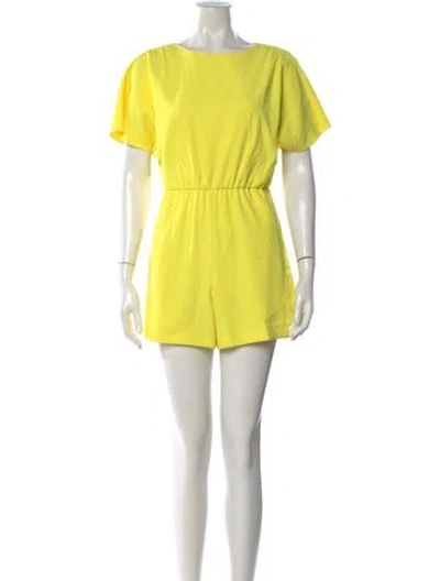 Pre-owned Alice And Olivia Crew Neck Romper In Yellow