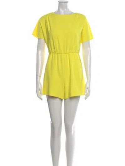 Pre-owned Alice And Olivia Crew Neck Romper In Yellow