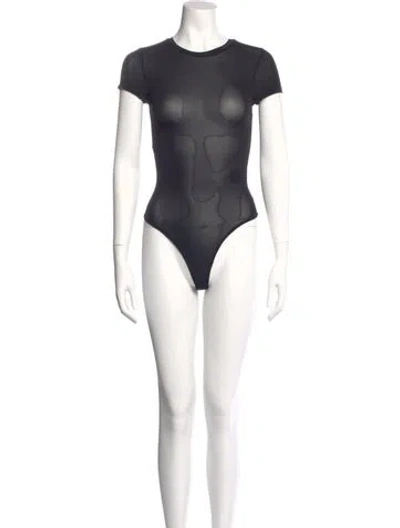 Pre-owned Alice And Olivia Crew Neck Short Sleeve Bodysuit W/ Tags In Gray