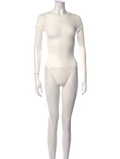 Pre-owned Alice + Olivia Crew Neck Short Sleeve Bodysuit W/ Tags In Neutrals