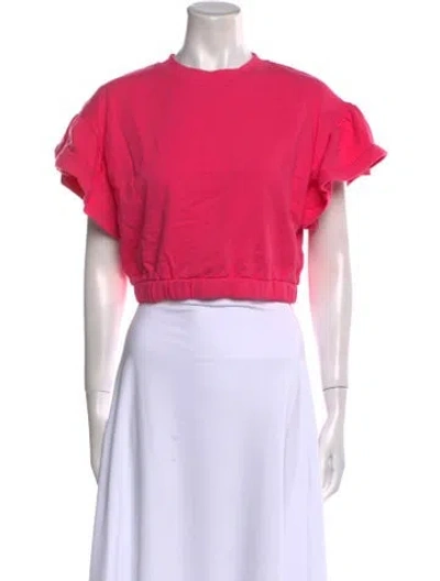 Pre-owned Alice And Olivia Crew Neck Short Sleeve Crop Top In Pink