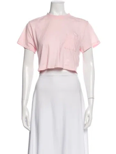 Pre-owned Alice And Olivia Crew Neck Short Sleeve Crop Top In Pink