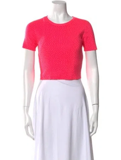 Pre-owned Alice And Olivia Crew Neck Short Sleeve Crop Top In Pink