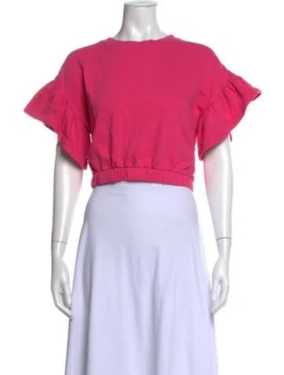 Pre-owned Alice And Olivia Crew Neck Short Sleeve Crop Top In Pink