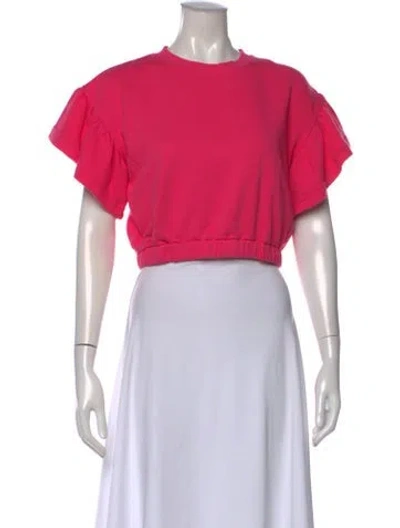 Pre-owned Alice And Olivia Crew Neck Short Sleeve Crop Top In Pink