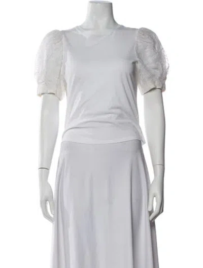 Pre-owned Alice And Olivia Crew Neck Short Sleeve Top In White
