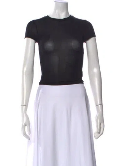 Pre-owned Alice And Olivia Crew Neck Short Sleeve T-shirt In Black