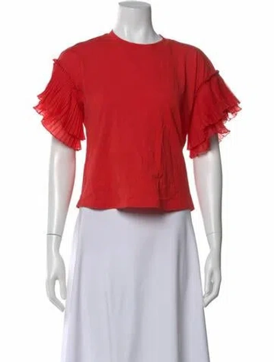 Pre-owned Alice And Olivia Crew Neck Short Sleeve T-shirt In Red