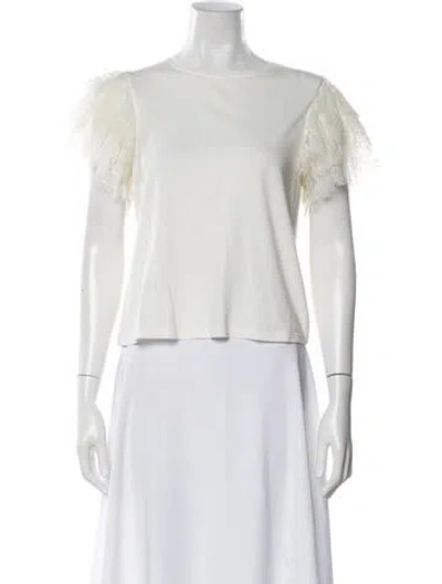 Pre-owned Alice And Olivia Crew Neck Short Sleeve T-shirt In White
