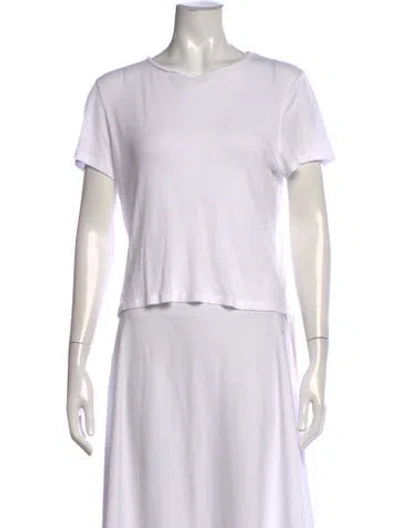 Pre-owned Alice And Olivia Crew Neck Short Sleeve T-shirt In White