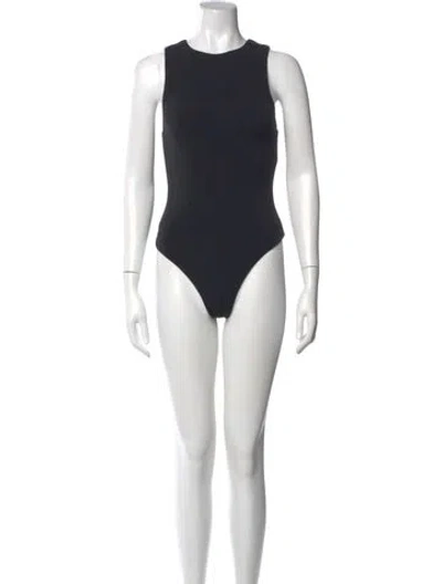 Pre-owned Alice And Olivia Crew Neck Sleeveless Bodysuit In Black