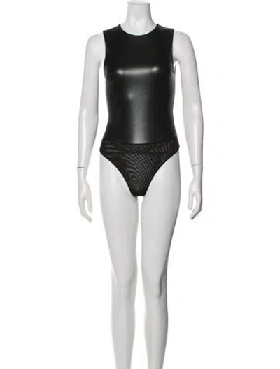 Pre-owned Alice And Olivia Crew Neck Sleeveless Bodysuit In Black