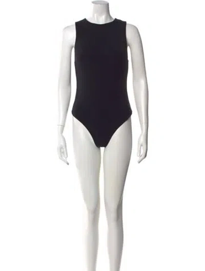 Pre-owned Alice And Olivia Crew Neck Sleeveless Bodysuit In Black
