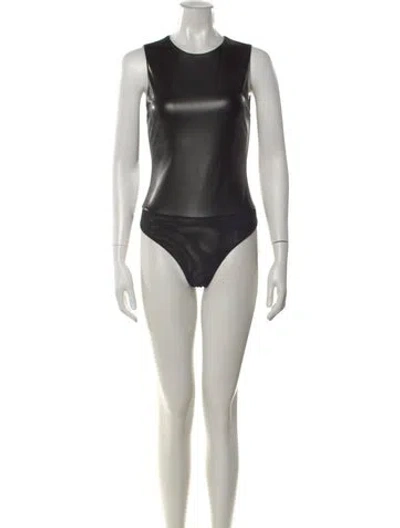Pre-owned Alice And Olivia Crew Neck Sleeveless Bodysuit In Black