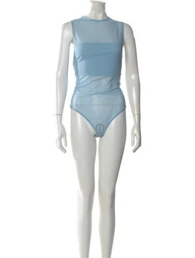 Pre-owned Alice And Olivia Crew Neck Sleeveless Bodysuit In Gray