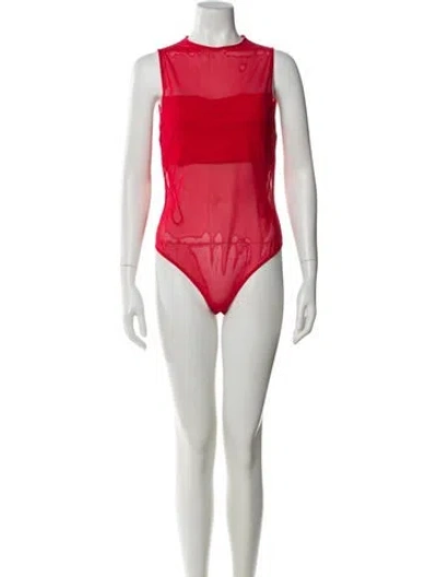 Pre-owned Alice And Olivia Crew Neck Sleeveless Bodysuit In Orange