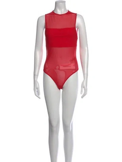 Pre-owned Alice And Olivia Crew Neck Sleeveless Bodysuit In Orange