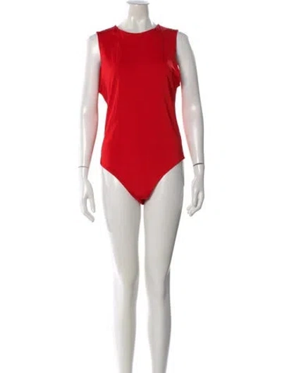 Pre-owned Alice And Olivia Crew Neck Sleeveless Bodysuit In Red