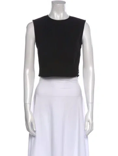 Pre-owned Alice And Olivia Crew Neck Sleeveless Crop Top In Black