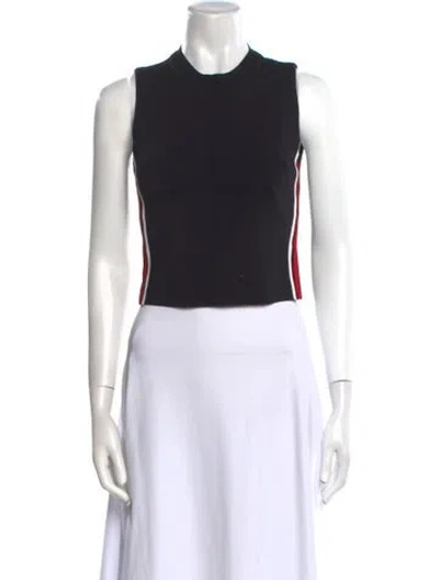 Pre-owned Alice And Olivia Crew Neck Sleeveless Crop Top In Black