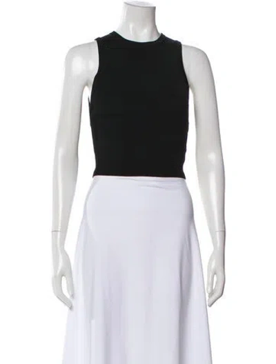 Pre-owned Alice And Olivia Crew Neck Sleeveless Crop Top In Black